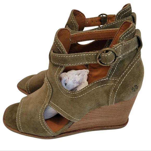 NWOT Lucky Brand Lukili Women's Sandals Wedge Ankle Strap Moss Green Size US 7 - Picture 5 of 11